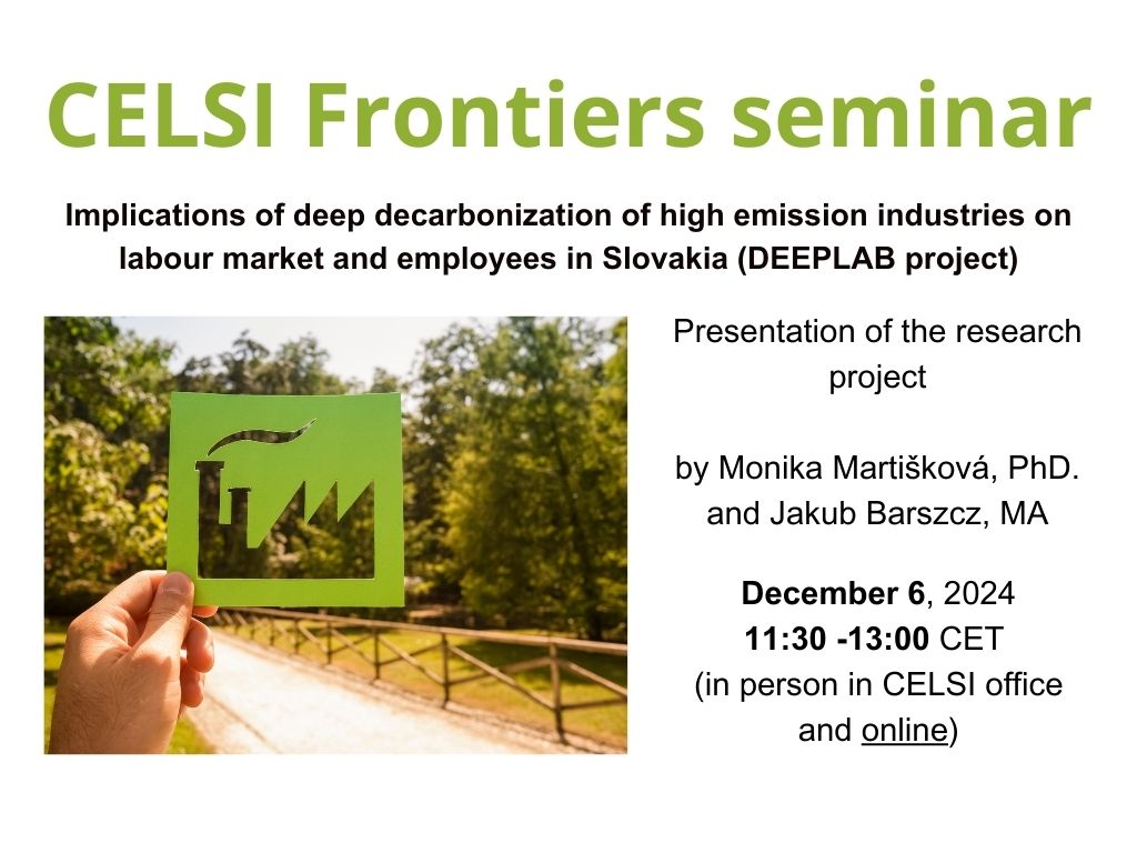 CELSI Frontiers Seminar – Presentation of the Model, Selection of Sectors and Scenarios