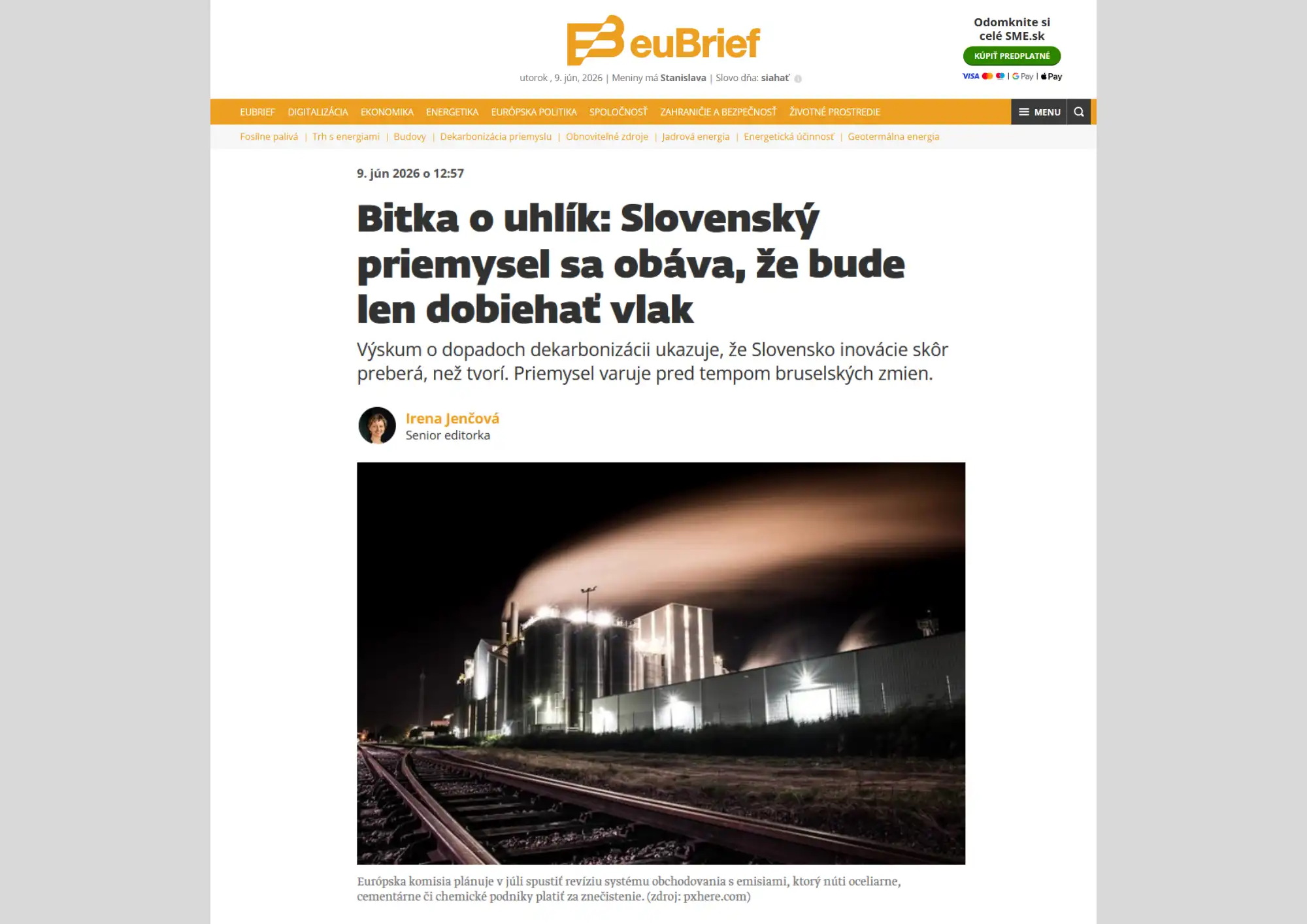 Topics from the conference on the decarbonisation of Slovak industry are resonating in the media